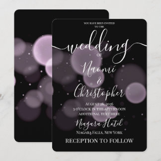 Invitación Crea tu propio bokeh grande y audaz en boda negra
