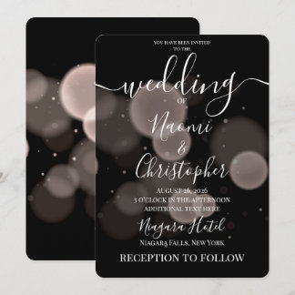 Invitación Crea tu propio bokeh grande y audaz en boda negra