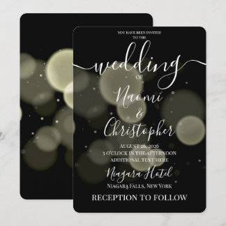 Invitación Crea tu propio bokeh grande y audaz en boda negra