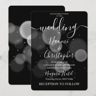 Invitación Crea tu propio Bokeh grande y audaz en boda negra
