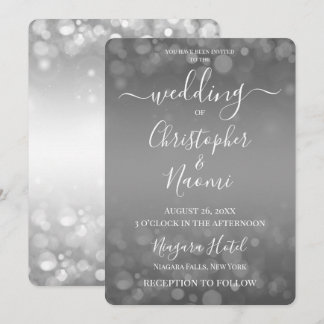 Invitación Crea tu propio Bokeh Gris Plateado