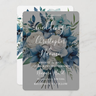 Invitación Crea tu propio Bouquet de flores blancas azules