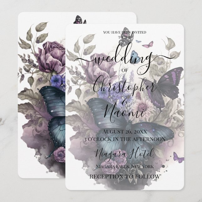 Invitación Crea tu propio Bouquet de flores de mariposa de ép (Anverso / Reverso)