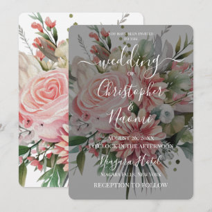 Invitación Crea tu propio Bouquet de flores rosadas de época