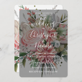 Invitación Crea tu propio Bouquet de flores rosadas de época