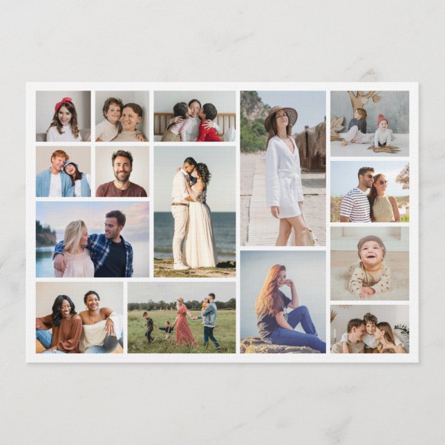Invitación Crea tu propio collage de 15 fotos (Anverso)