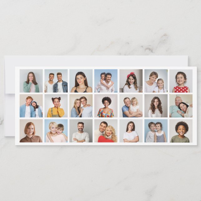 Invitación Crea tu propio collage de 21 fotos editable en col (Anverso)