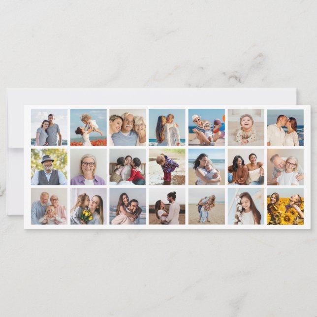 Invitación Crea tu propio collage de 21 fotos editable en col (Anverso)