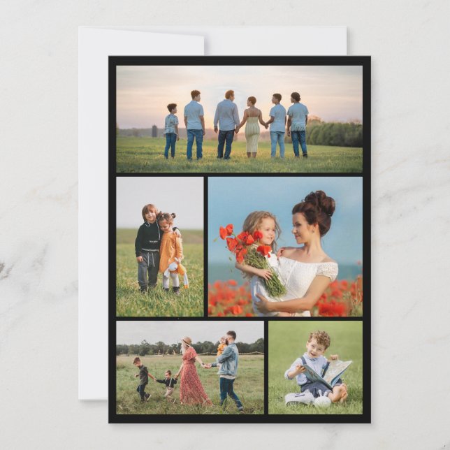 Invitación Crea tu propio collage de 5 fotos (Anverso)