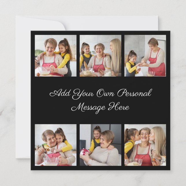 Invitación Crea tu propio collage de 6 fotos Agrega tu saludo (Anverso)