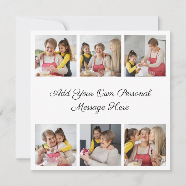 Invitación Crea tu propio collage de 6 fotos Agrega tu saludo (Anverso)