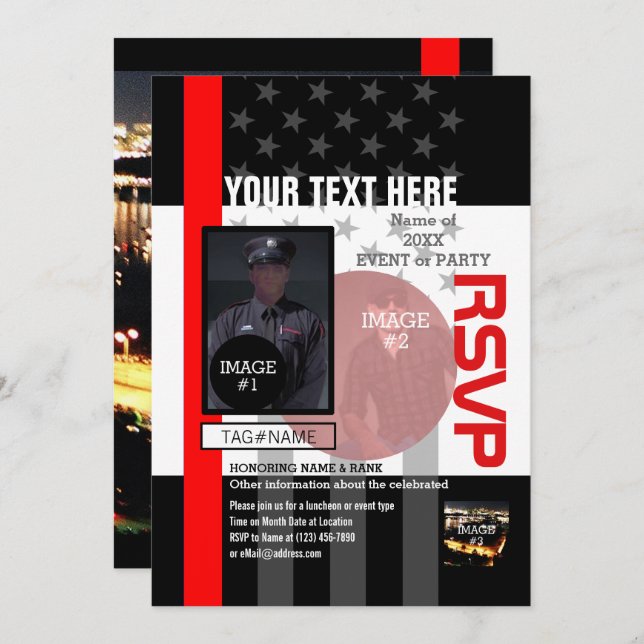 Invitación Crea tu propio con 4 imágenes y 12 líneas de texto (Anverso / Reverso)