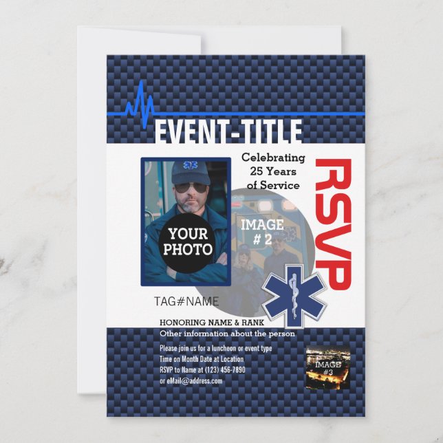 Invitación Crea tu propio con 4 imágenes y 12 líneas de texto (Anverso)