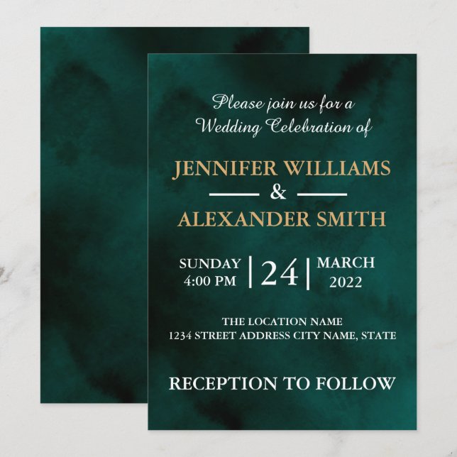 Invitación Crea tu propio elegante Personalizado Boda Verde O (Anverso / Reverso)