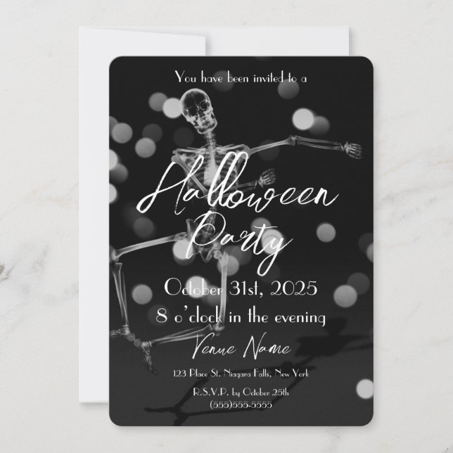 Invitación Crea tu propio esqueleto de rayos X de baile Hallo (Anverso)