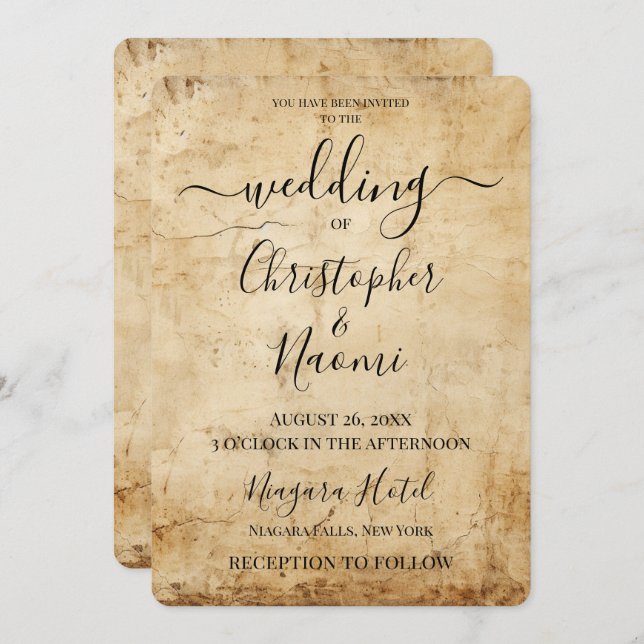 Invitación Crea tu propio papel rústico de la cosecha de Sepi (Anverso / Reverso)