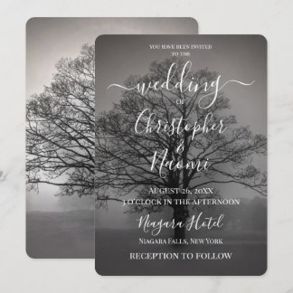 Invitación Crea tu propio silueta de árbol en blanco y negro