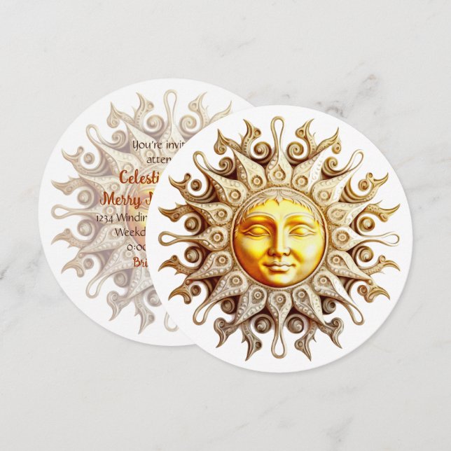 Invitación Crea tu propio Sol Dorado Victoriano Steampunk (Anverso / Reverso)