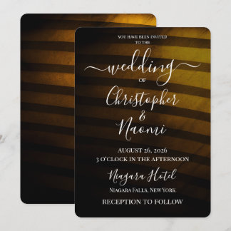 Invitación Crea tus propias bodas con rayas retro amarillas