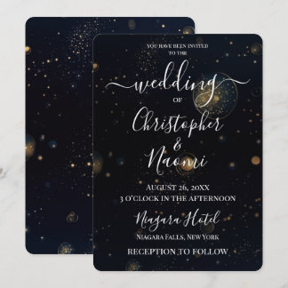 Invitación Crea tus propias burbujas de oro sobre negro