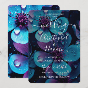 Invitación Crea tus propias Flores azules y moradas vibrantes