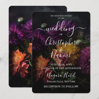 Invitación Crea tus Propias Flores Coloridas Oscuras para tu 