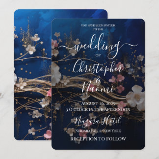 Invitación Crea tus propias flores dispersas azules profundas