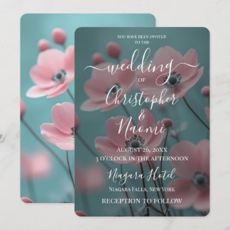 Invitación Crea tus Propias Flores Rosadas y Turquesas para t