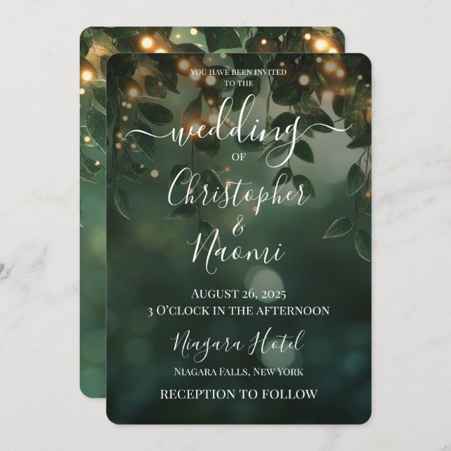 Invitación Crea tus propias hojas y luces verdes (Anverso / Reverso)