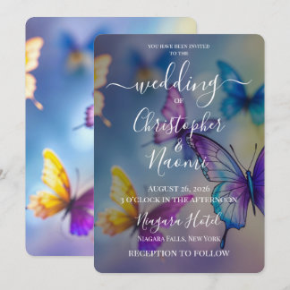 Invitación Crea Tus Propias Mariposas Amarillas Moradas Boda