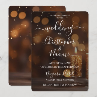 Invitación Crea tus propias velas con bokeh dorado