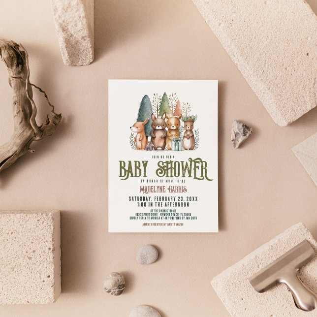 Invitación Creaciones de Woodland Forest Watercolor Baby Show (Subido por el creador)