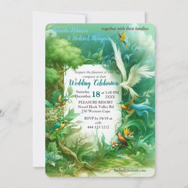 Invitación Creaciones Mágicas de Fantasía Encantada (Anverso)