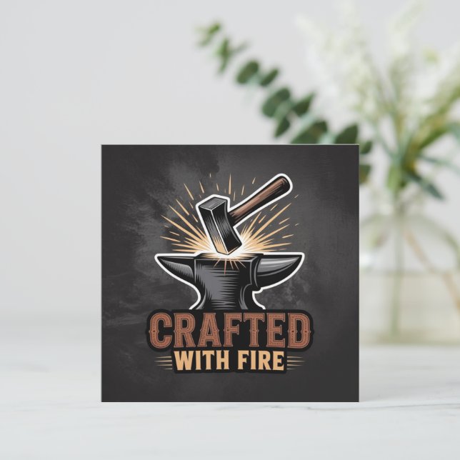 Invitación Creado Con Fuego – Calcomanía De Arte Rústico (Anverso de pie)