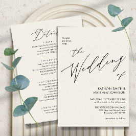 Invitación Cream All In One Elegant Script Minimalista Boda