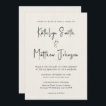 Invitación Cream All In One Fun Script Boda Minimalista<br><div class="desc">Elegante Crema Todo En Un Guión Divertido Simple Tarjeta De Invitación De Boda Minimalista. Celebra tu día especial con esta elegante y hermosa tarjeta de invitación a la boda para embellecer tu ocasión especial. Todos los textos están preorganizados para que puedas personalizarlos fácil y rápidamente con tus propios detalles. Si...</div>