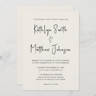 Invitación Cream All In One Fun Script Boda Minimalista