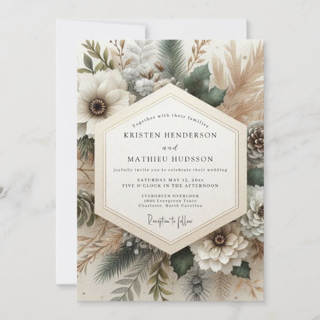 Invitación Cream Autumnal Bloom Wedding (Anverso)