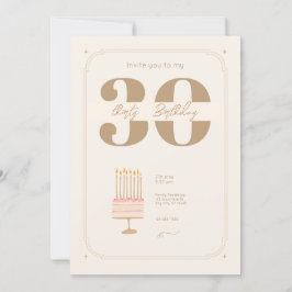 Invitación Cream Beige Elegante Crema De Cumpleaños Elegante