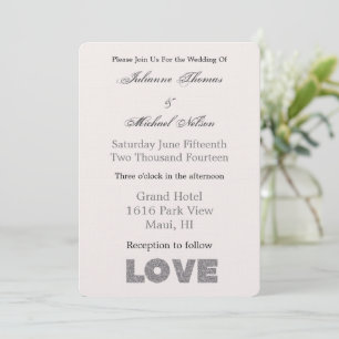 Invitación Cream Beige Stone Silver Love