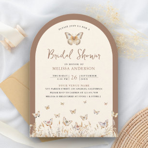 Invitación Cream Beige Wildflower Butterfly Shower