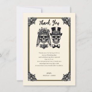 Invitación Cream Black & Gold Vintage Skeleton Gracias