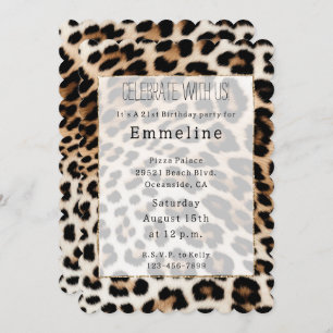 Invitación Cream Black Leopard Print