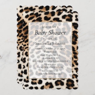 Invitación Cream Black Leopard Print