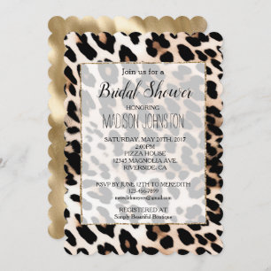 Invitación Cream Black Leopard Print