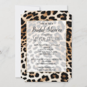 Invitación Cream Black Leopard Print