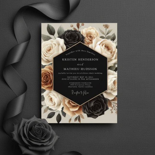 Invitación Cream Botanical Opulent Wedding (Subido por el creador)