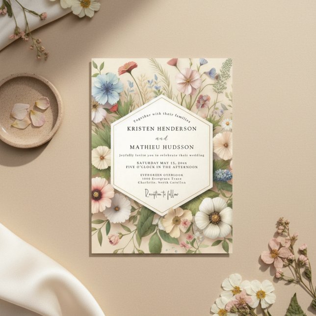 Invitación Cream Botanical Whimsical Wedding (Subido por el creador)