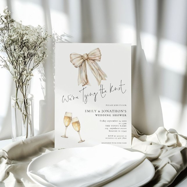 Invitación Cream Bow Estamos Amarrando La Ducha De Boda De Kn (Subido por el creador)