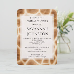 Invitación Cream Brown Giraffe Safari ducha de novia animal